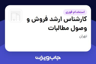  استخدام کارشناس ارشد فروش و وصول مطالبات در سازمانی فعال در حوزه تجارت / بازرگانی