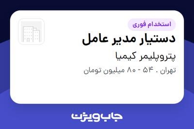  استخدام دستیار مدیر عامل در پتروپلیمر کیمیا