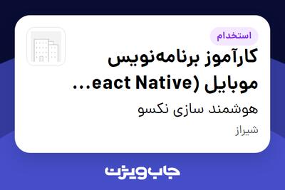  استخدام کارآموز برنامه‌نویس موبایل (React Native یا Flutter) در هوشمند سازی نکسو