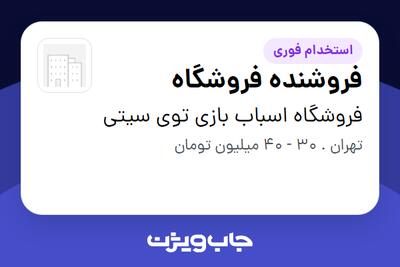  استخدام فروشنده فروشگاه - خانم در فروشگاه اسباب بازی توی سیتی